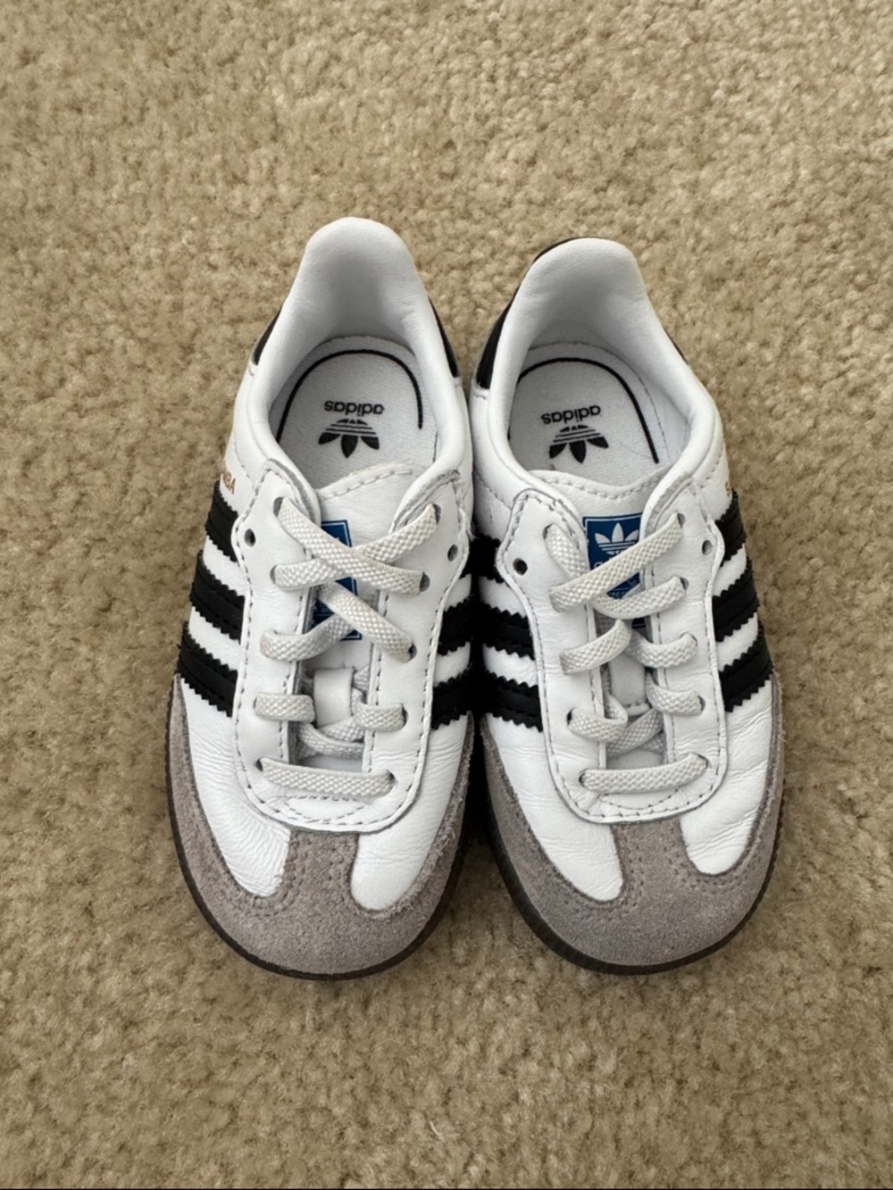 adidas Kids White Black & Gray Samba Retro Sneakers
